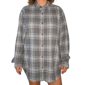Columbia Size X Large Plaid Long Sleeve Button Up Grey Unisex